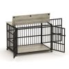 Furniture style dog crate wrought iron frame door with side openings, Grey, 43.3''W x 29.9''D x 33.5''H.