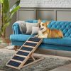 39" Long Wooden Pet Ramp, Folding Dog Cat Ramp with Height Adjustment From 16.3" to 24" and Non-Slip Mat for Bed Couch, Natural