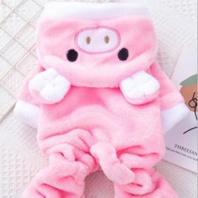 Pet Apparel; Piggy Shaped Winter Warm Flush Clothes For Doggy (Color: pink)