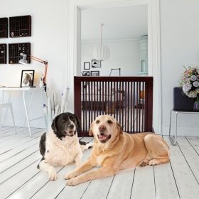 Folding Adjustable Free Standing 3 Panel Wood Fence (Color: Cherry)