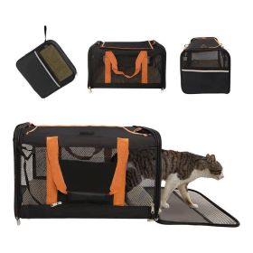 Foldable Airline Travel Pet Carrier Bag with Safety Strap (Color: black)